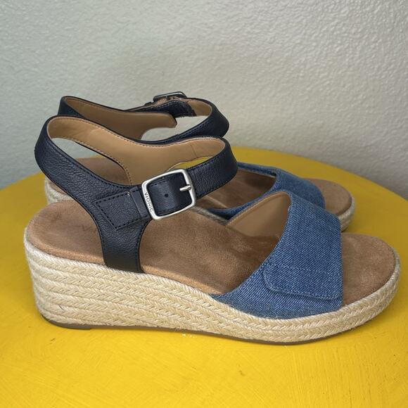 Excellent Vionic Sable Women's 9.5 Platform Wedge Summer Sandal Denim Black - Picture 5 of 13